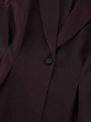One-button Blazer And Wide-leg Pants Set in Dark Brown, view 16