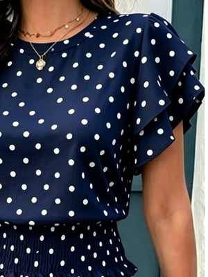 Polka Dot Ruffle Sleeve Blouse, view 12
