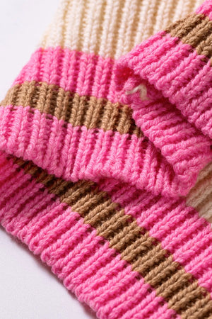 Striped Colorblock Drop Shoulder Sweater option 7