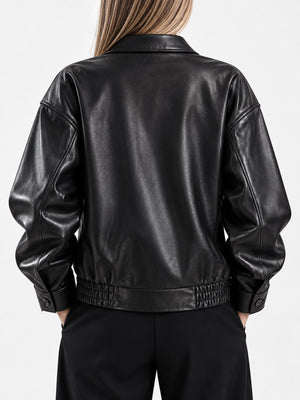 100% polyester Care instructions: Hand wash cold bomber jacket in Black with relaxed silhouette