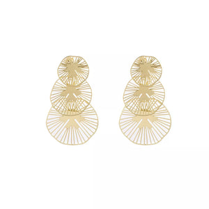 Gold earrings with long and post-back