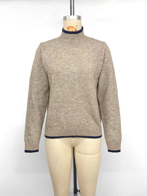 Cozy Mock Neck Sweater With Contrast Trim option 8