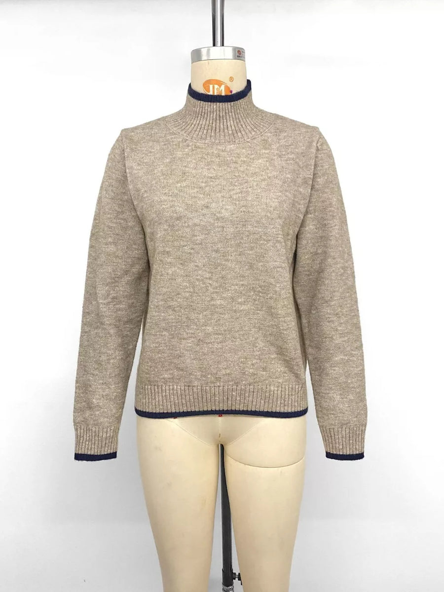 Cozy Mock Neck Sweater With Contrast Trim option 8