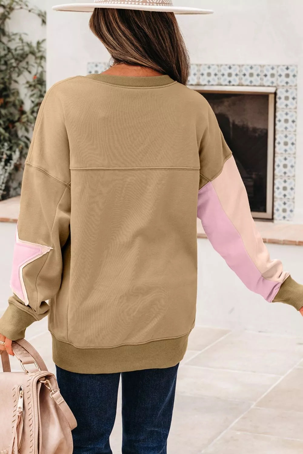 modern sweatshirt in Tan with crew neck