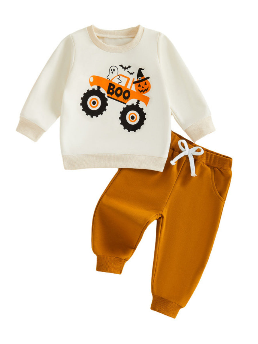 ivory sweatshirt and pants set with full-length and pullover