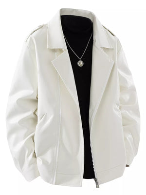 Black Men's Plus Size Lapel Collar Long Sleeve Outerwear