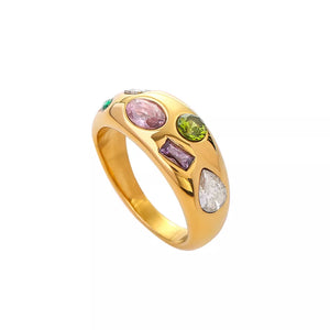18K Gold-Plated,Stainless Steel,Zircon Care instructions: Avoid wearing during e ring in lime green with fitted silhouette