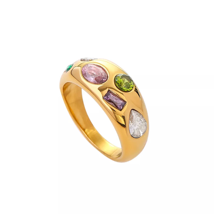 18K Gold-Plated,Stainless Steel,Zircon Care instructions: Avoid wearing during e ring in lime green with fitted silhouette