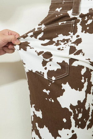 jeans in white with abstract and pocketed