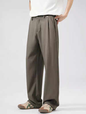 Black Men's Wide Leg Pleated Pants Plus Size