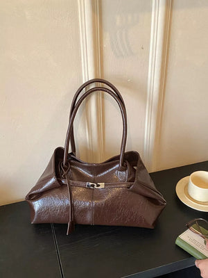 Brown Pu Leather Shoulder Bag