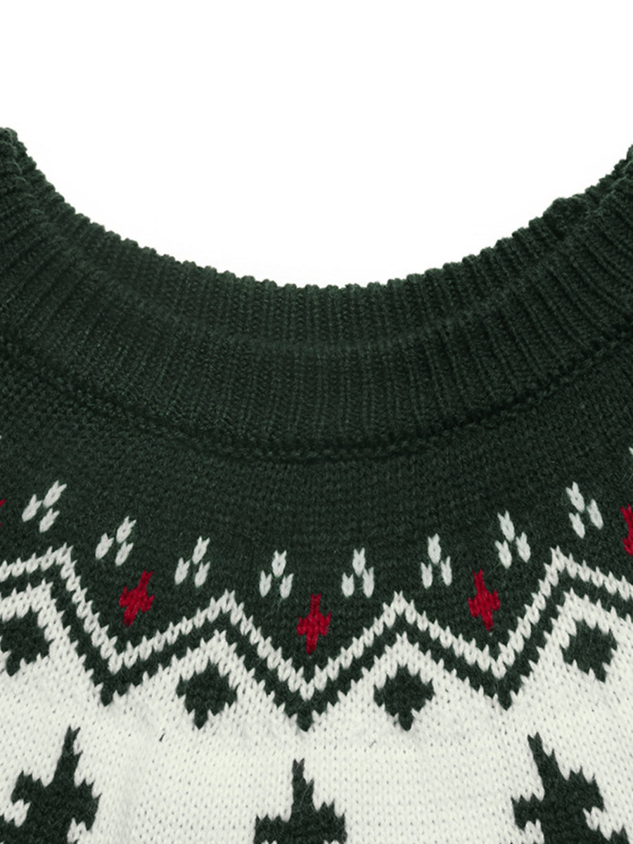 pullover sweater featuring Christmas tree in Dark Green with 100% acrylic Care instructions: Machine wash cold texture