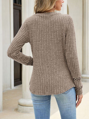 v-neck sweater featuring striped in Army Green with 100% polyester Care instructions: Machine wash cold texture