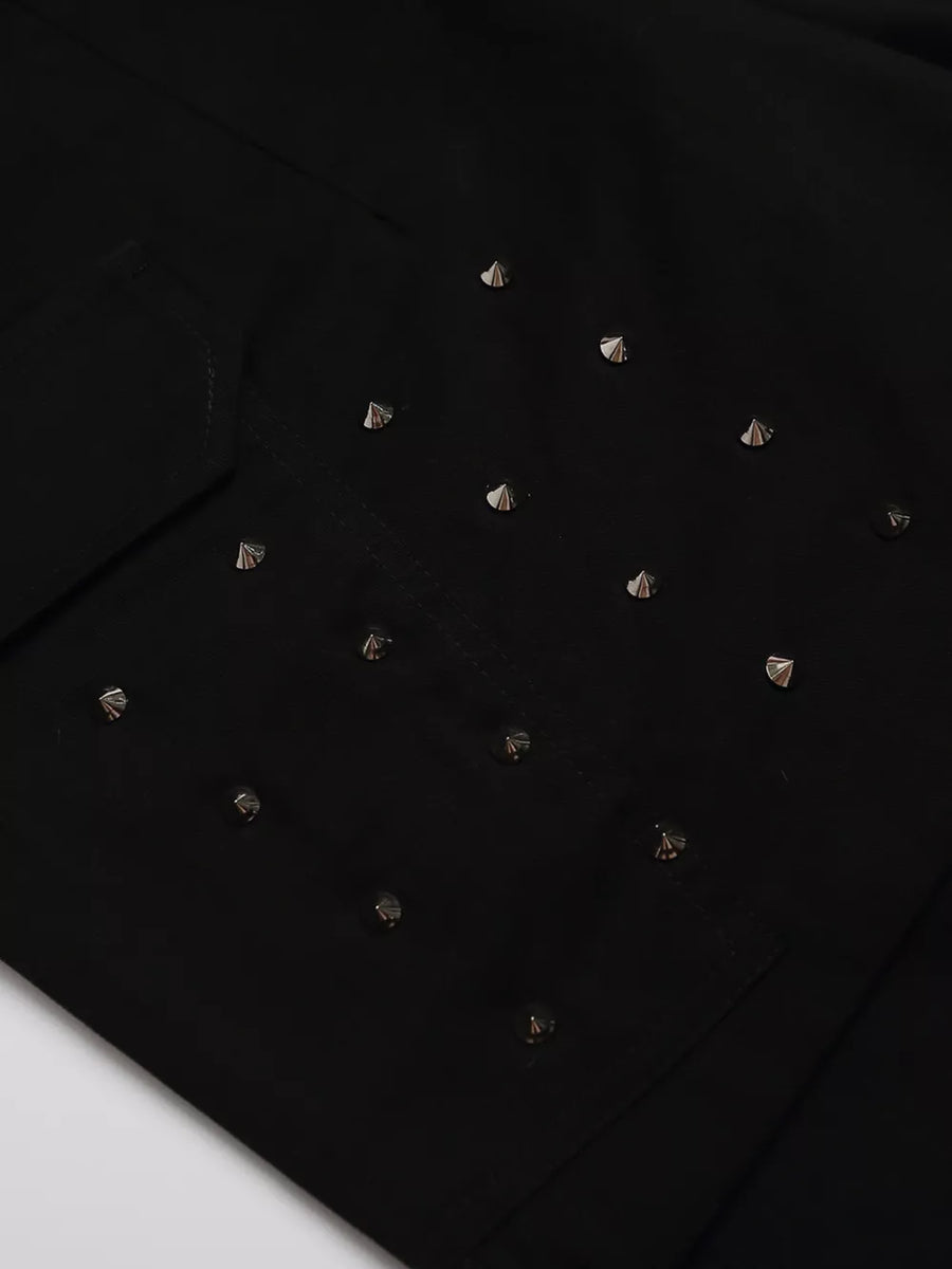 Men's Studded Cargo Capris in Black