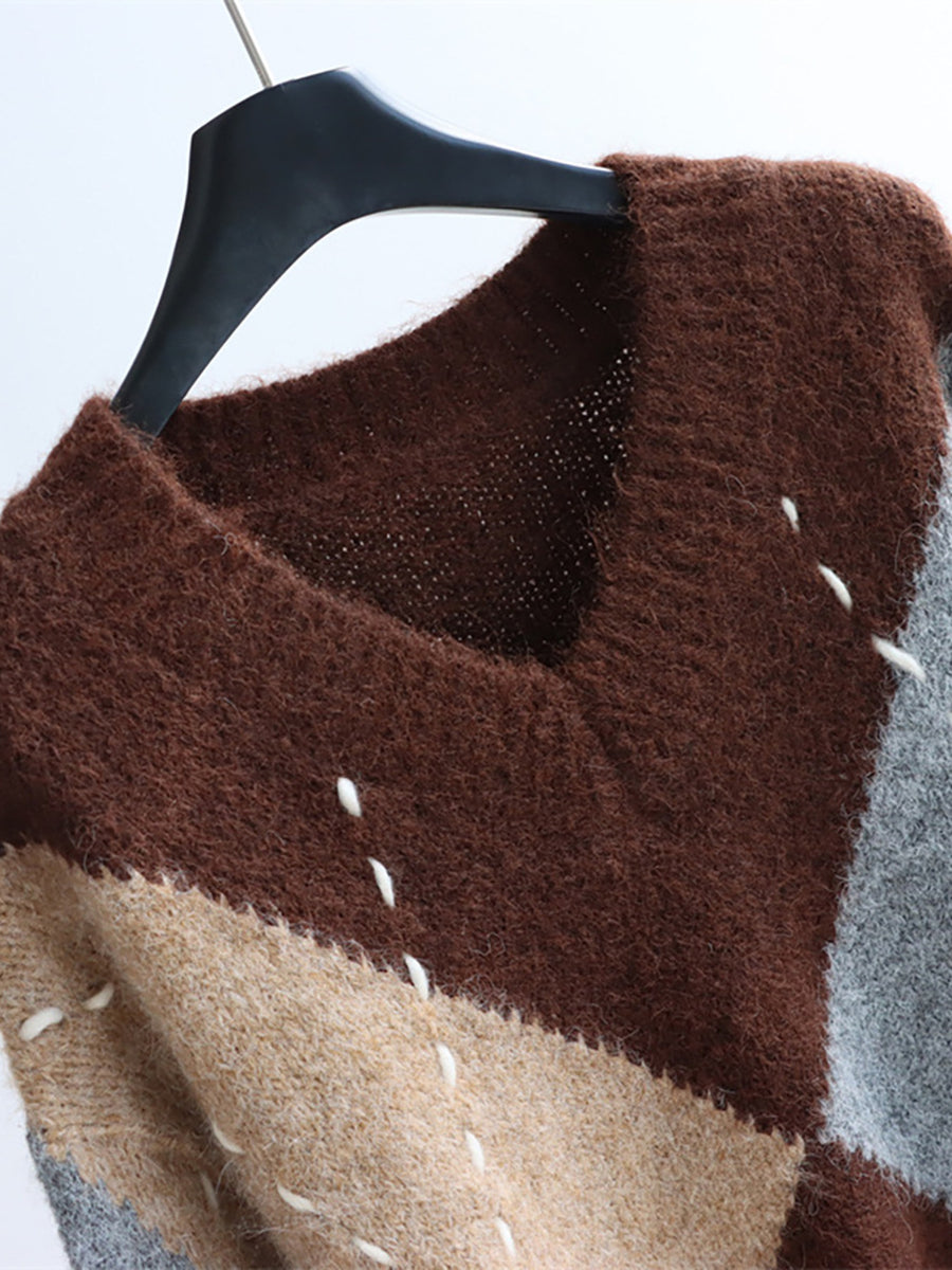 v-neck sweater featuring argyle in slate gray with 100% polyester Care instructions: Machine wash cold texture