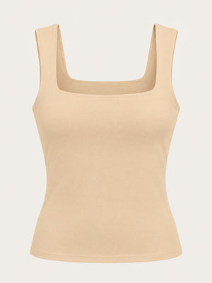 minimalist tank top in Light Pink with square neck