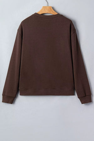 sweatshirt in Dark Brown with graphic print and hip-length