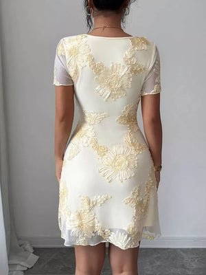 100% polyester Care instructions: Machine wash cold mini dress in Milky White with fit-and-flare silhouette