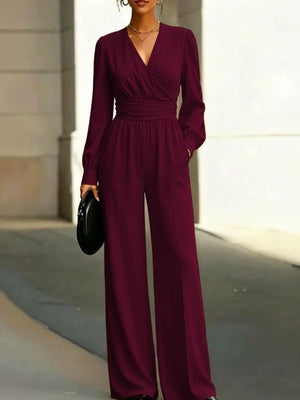Dark Blue jumpsuit with full-length and wrap