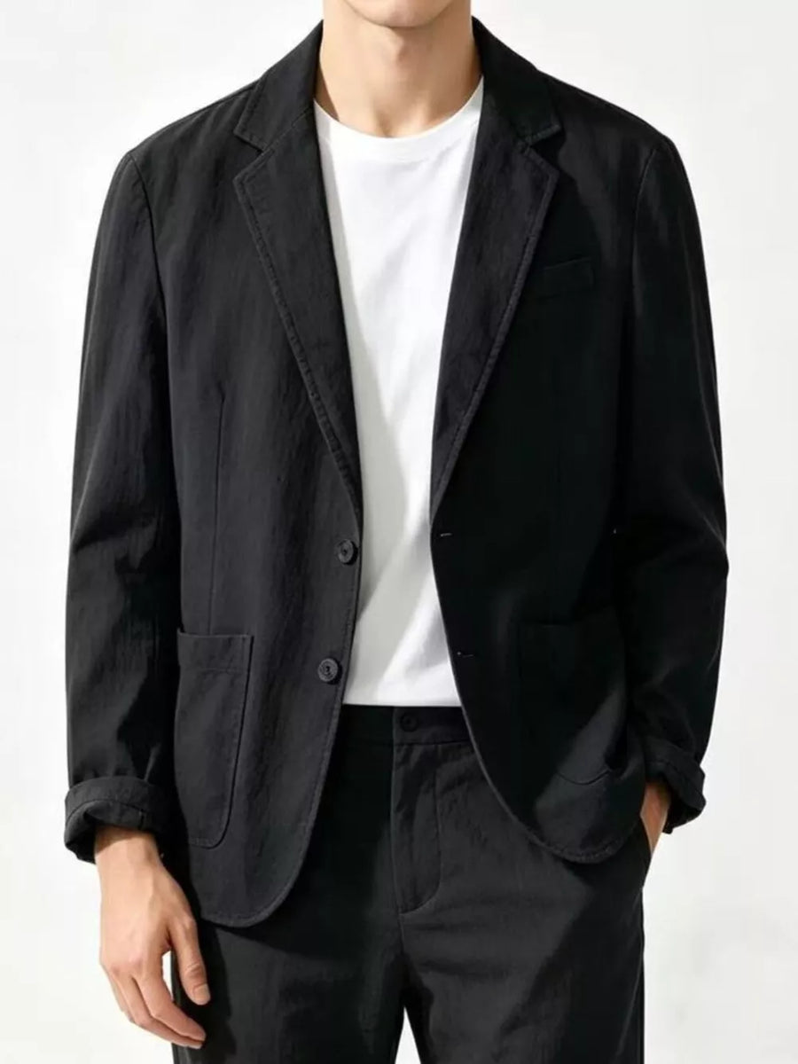 White Men's Plus Size Button Up Long Sleeve Blazer