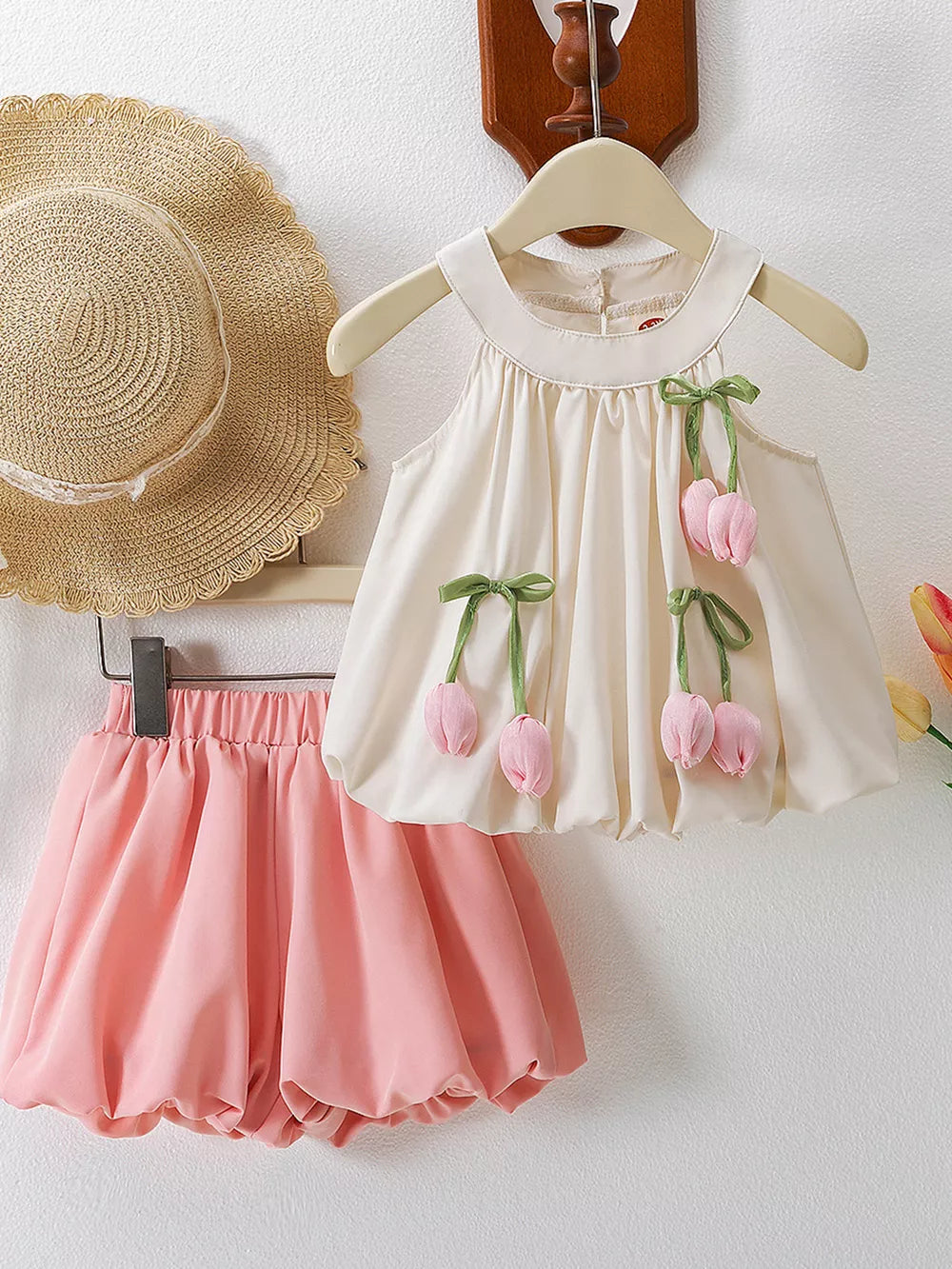 Children's Sleeveless Tank Top And Bubble Shorts Set