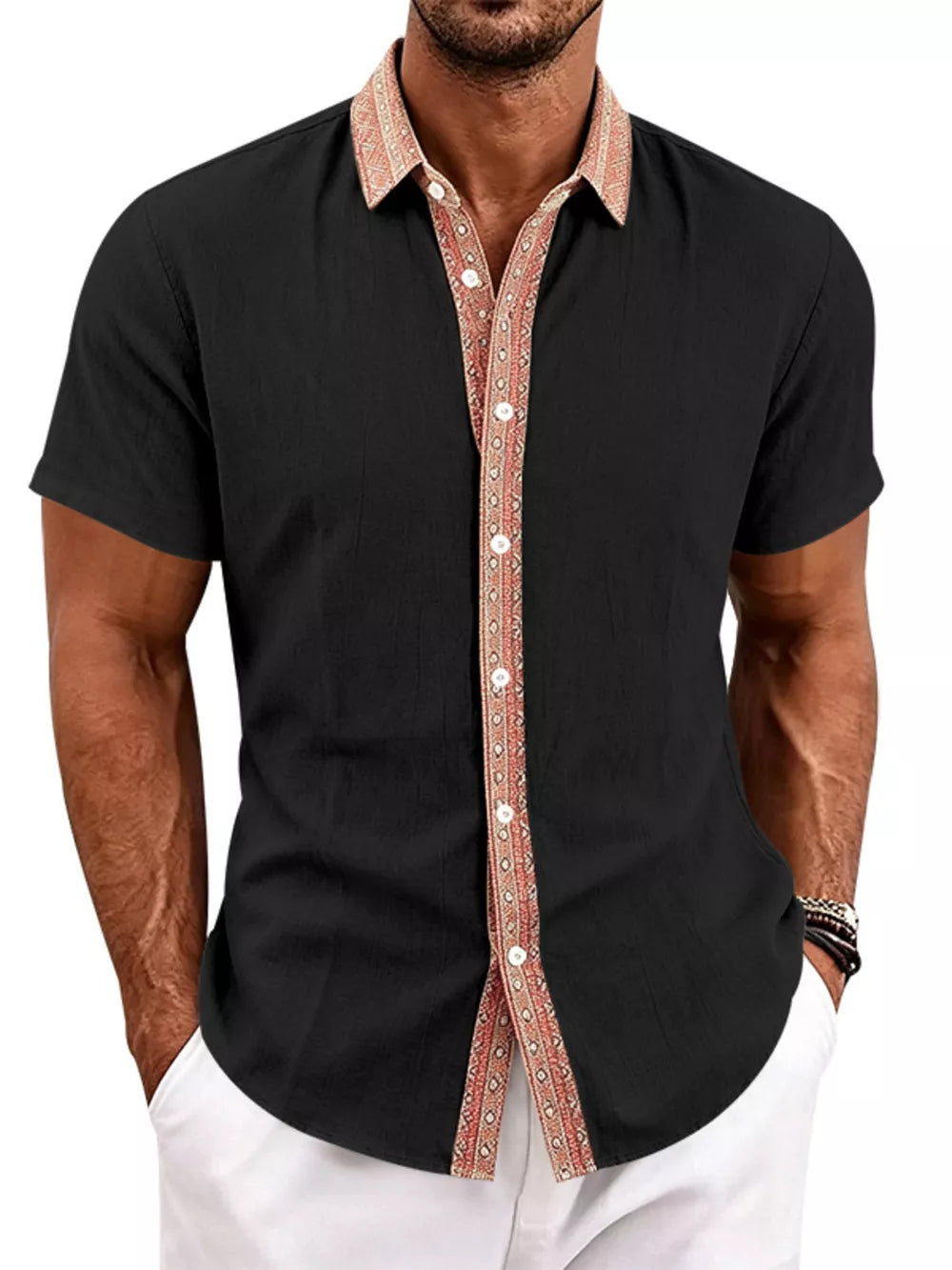 resort button-up shirt in White with collared