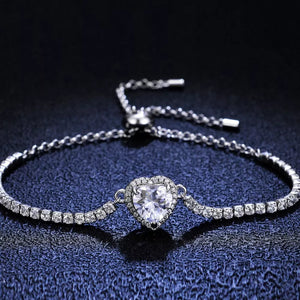 925 sterling silver,Moissanite Carat weight: 2ct Care instructions: Avoid wearin bracelet in Silver with fitted silhouette
