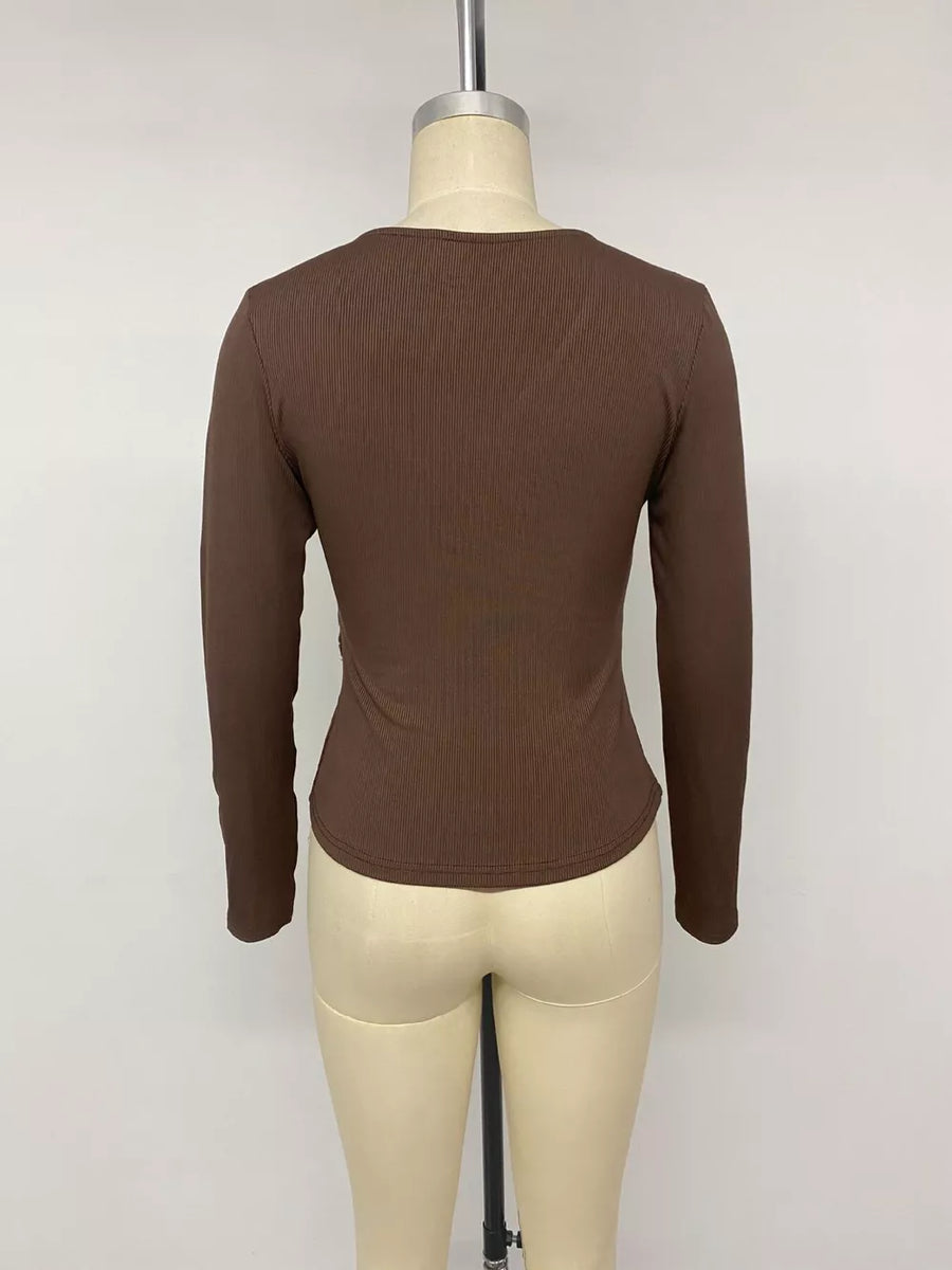 wrap top in Coffee Brown