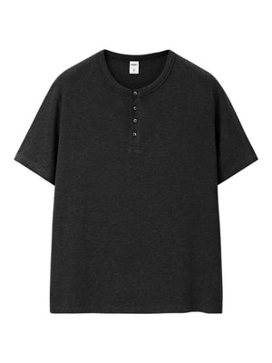 Black Men's Short Sleeve Henley T-shirt