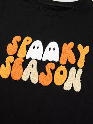 sweatshirt in orange with graphic-print and chenille patch