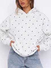 Light Gray pullover hoodie with pullover and polka dot