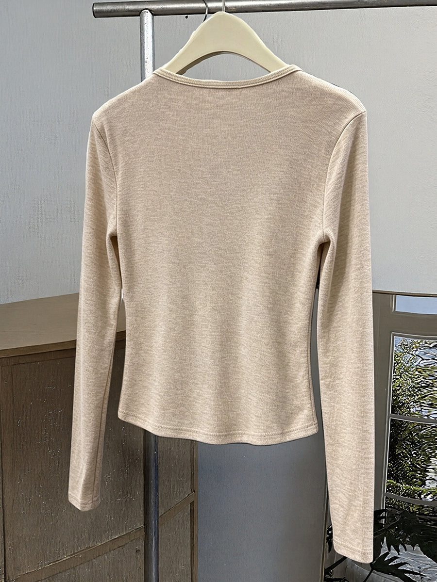 Oatmeal Color t-shirt with hip-length and pullover