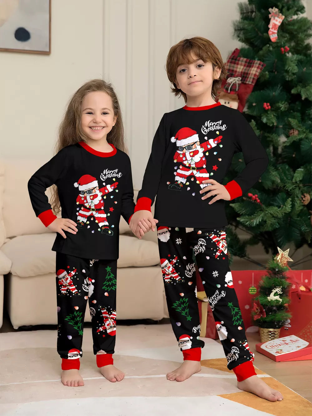 pajama set featuring novelty print in red with 95% polyester, 5% spandex Care instructions: Machine wash cold texture