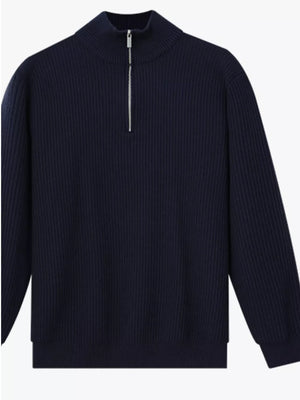 Men's Plus Size Ribbed Half-zip Sweater in Royal Blue