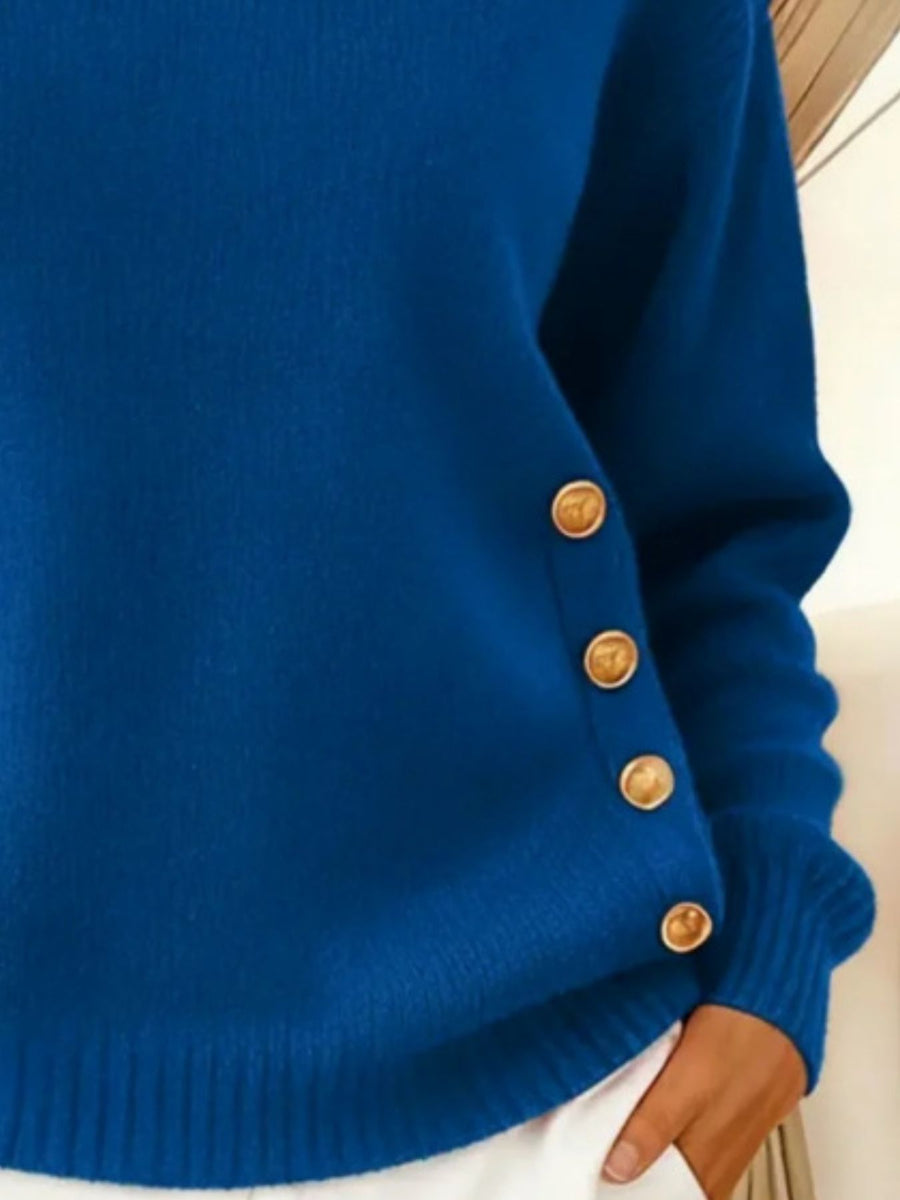 classic pullover sweater in Blue with collared