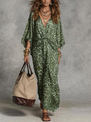 maxi dress featuring leopard in tan with 100% polyester Care instructions: Machine wash cold texture