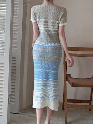 Gradient Knit Striped Midi Dress option 6