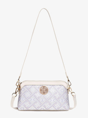 crossbody bag in off-white with geometric and adjustable strap