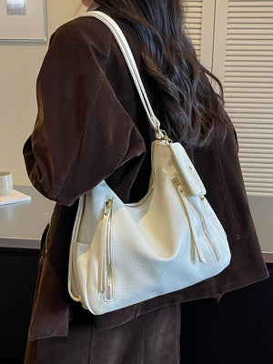 Off-white shoulder bag with medium and zip-front