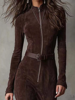 100% polyester Care instructions: Machine wash cold maxi dress in Dark Brown with fitted silhouette