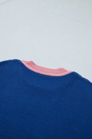 pullover sweater in olive green with exposed seam and hip-length