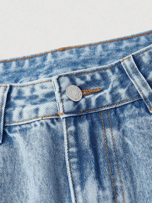 Blue with Embroidered Wide Leg Jeans
