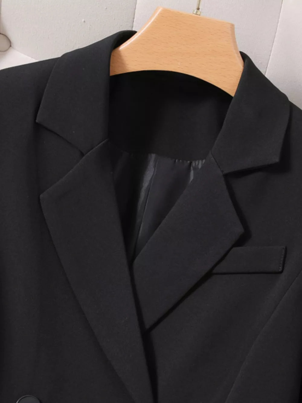 Black with Plus Size Asymmetrical Pleated Blazer Dress in Black