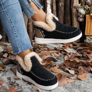 Round Toe Winter Ankle Boots in beige