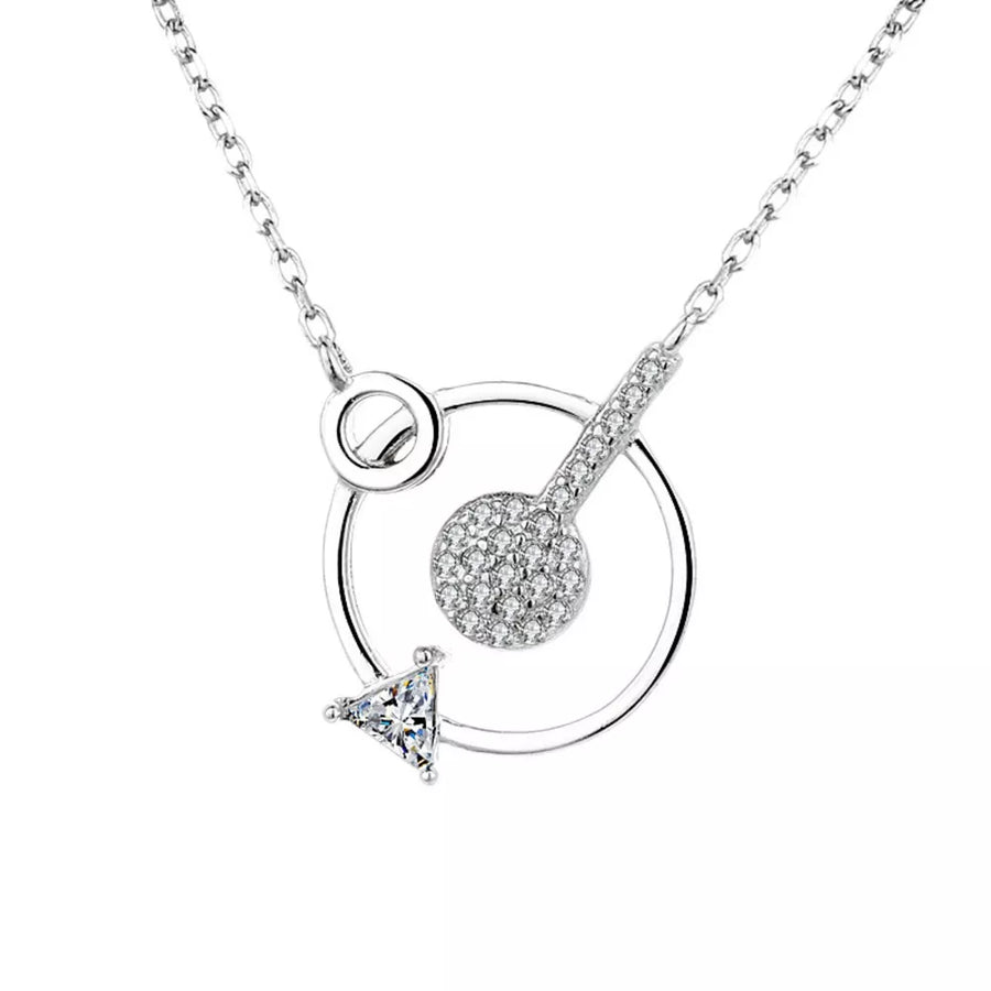 necklace featuring geometric in Silver with 925 sterling silver,Zircon Care instructions: Avoid wearing during exercise, as
