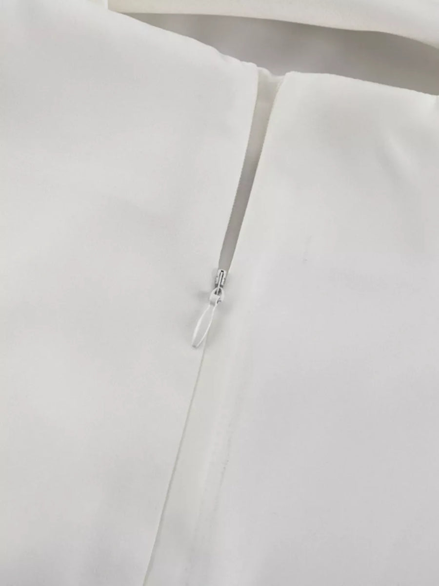 White dress with invisible zipper closure