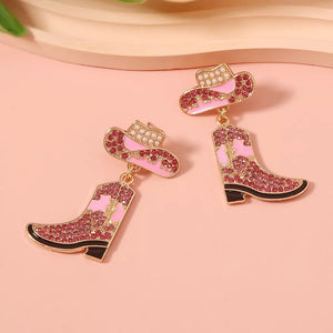earrings in pink featuring rhinestone embellishment and dangle fit