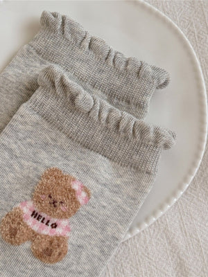 socks in Red with embroidered and crew-length