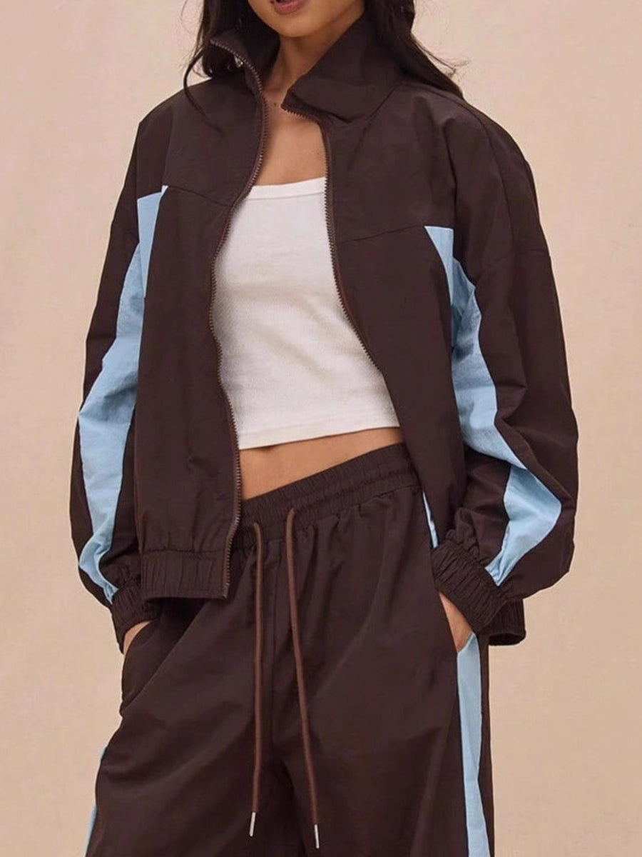 sage green relaxed tracksuit with collared