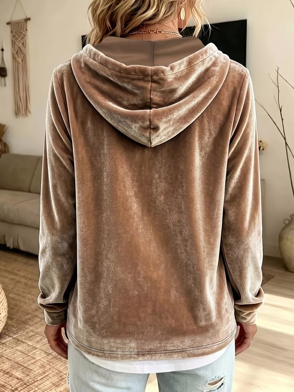 100% polyester Care instructions: Machine wash cold pullover hoodie in Sky Blue with relaxed silhouette